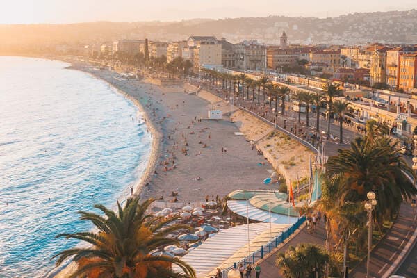 Promenade des Anglais Nice — Promenade des Anglais at sunset, French Riviera