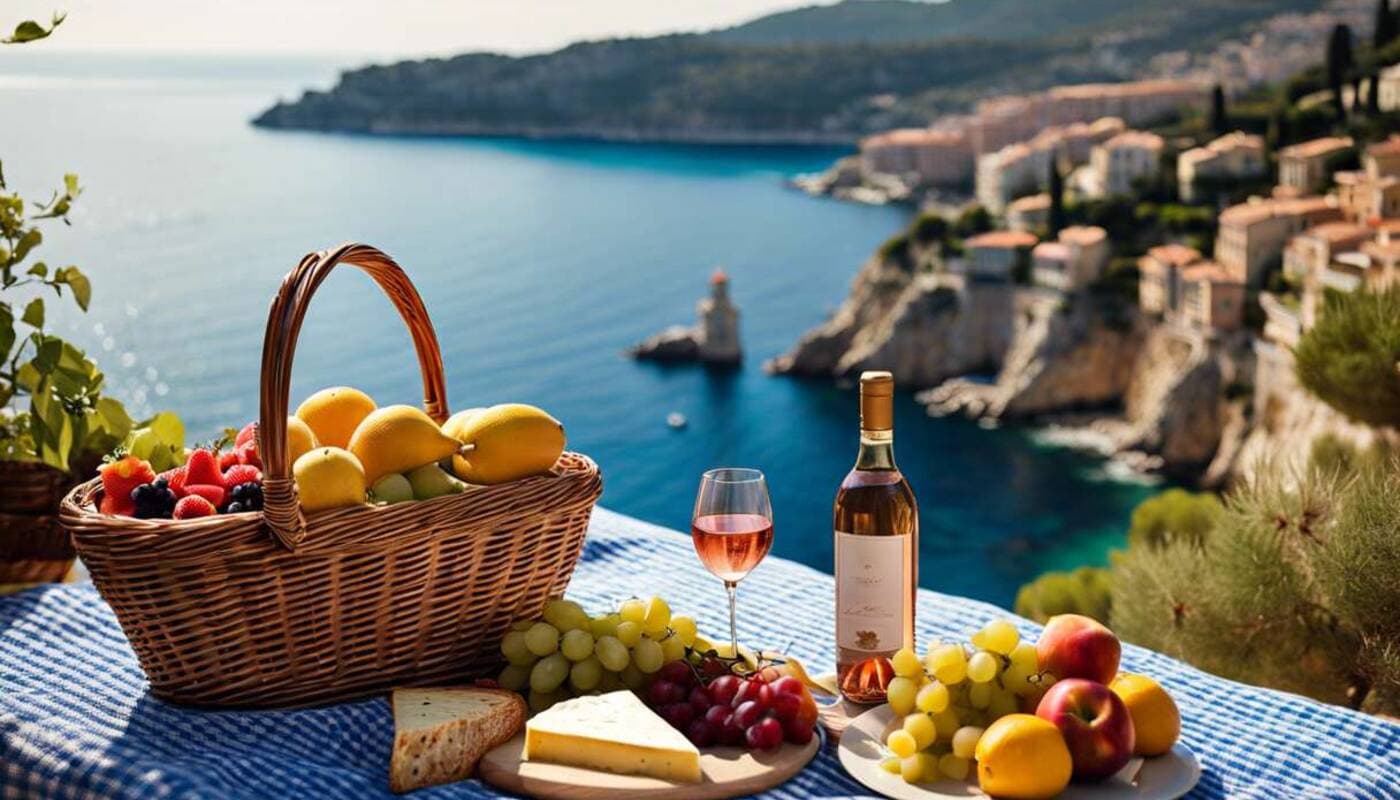 Pique-nique élégant sur la Côte d'Azur — Elegant Riviera picnic setup, Nice France